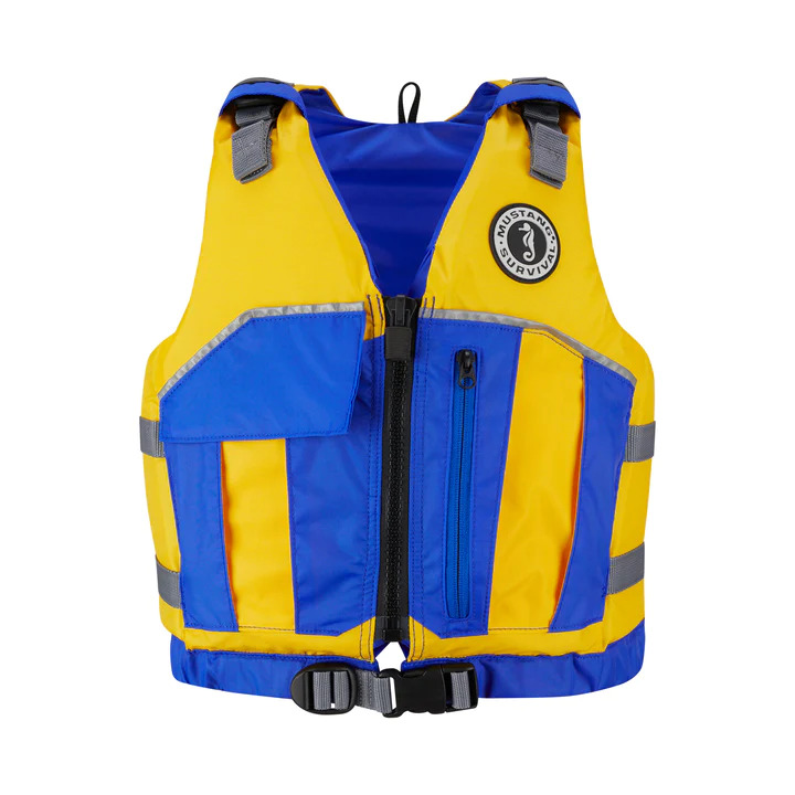 Mustang Youth Reflex Foam Vest (Yellow-Royal Blue) - Front View #2