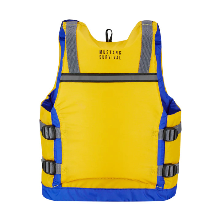 Mustang Youth Reflex Foam Vest (Yellow-Royal Blue) - Rear View #2
