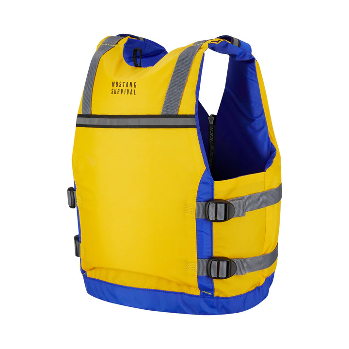 Mustang Youth Reflex Foam Vest (Yellow-Royal Blue) - Rear View