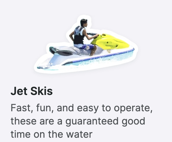 Equipment for Jet Ski and Personal Watercraft Rentals