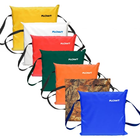 Various colors of throwable boat cushions